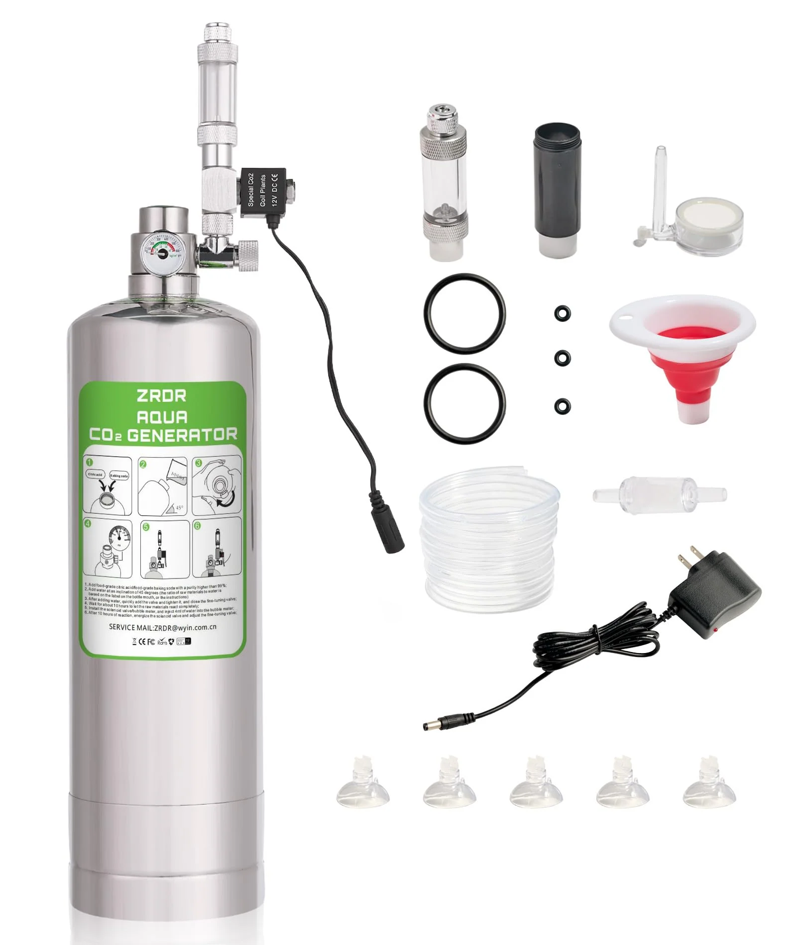 Enhanced ZRDR 2L CO2 Generator System with Pressure Gauge for Aquarium Plants Stable Output Original