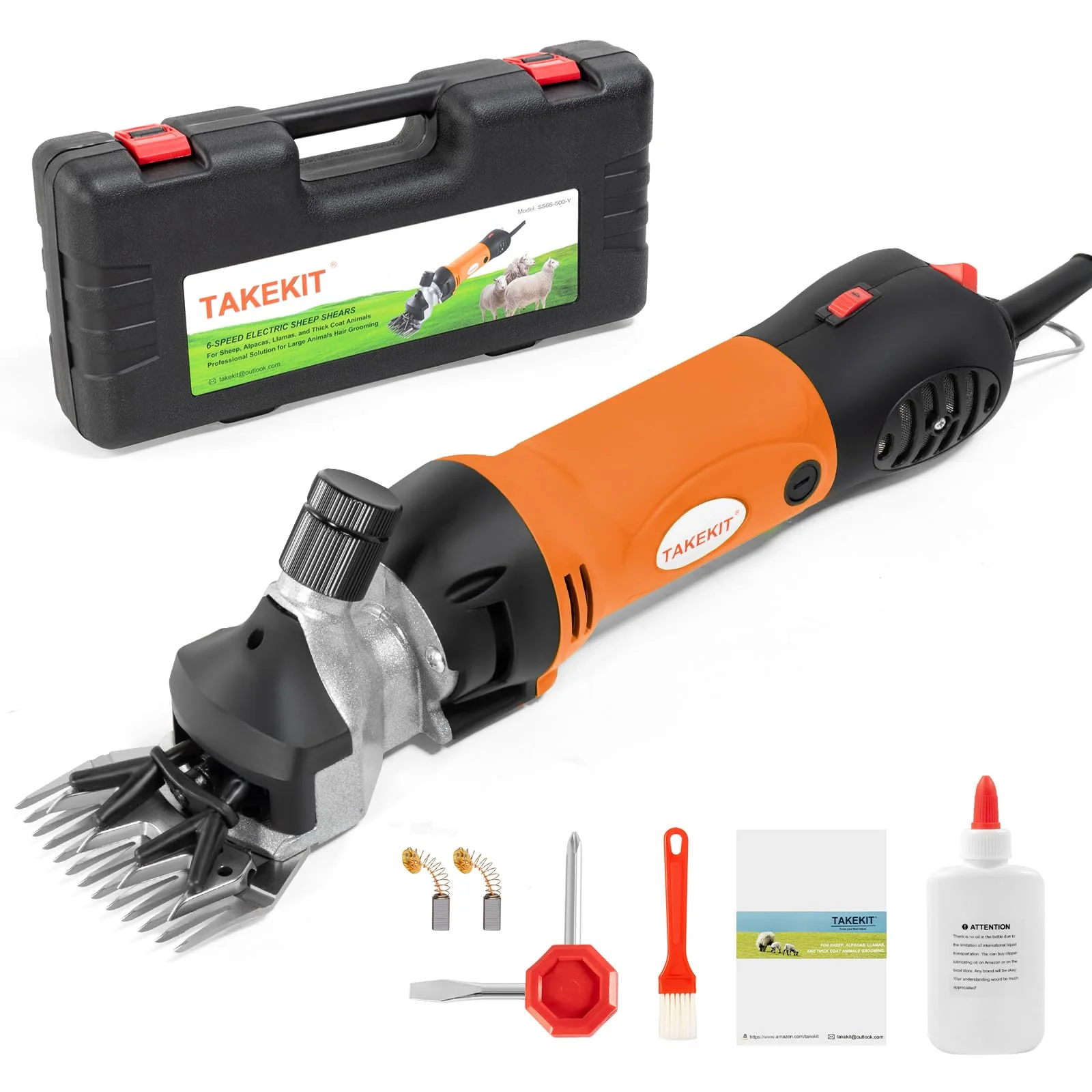 Recyclable TAKEKIT Sheep Shears 500W Pro Electric Clipper 6 Speeds for Alpacas Lambs Large Dogs Certified