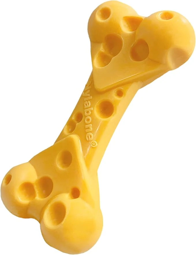 Versatile Nylabone Cheese Bone Power Chew Toy for Dogs Cute Dog Toys for Aggressive Chewers Cheese Flavor Medium Dogs - Up to 35 lbs 1 CountAbout This Powerful