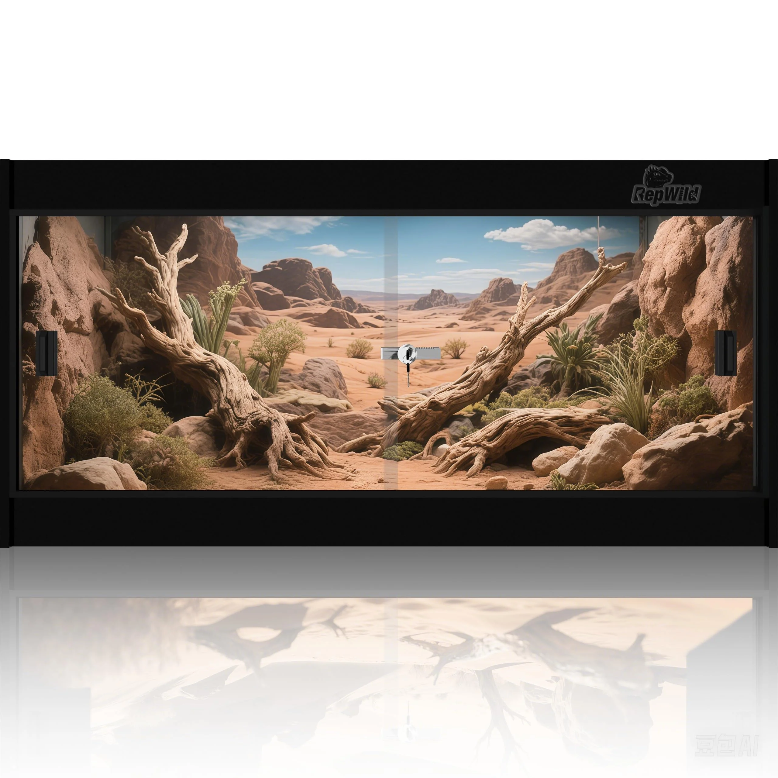 Clean REPWILD 4x2x2 PVC Reptile Enclosure 120 Gallon with Glass Sliding Doors Lock Ventilated Top Refined