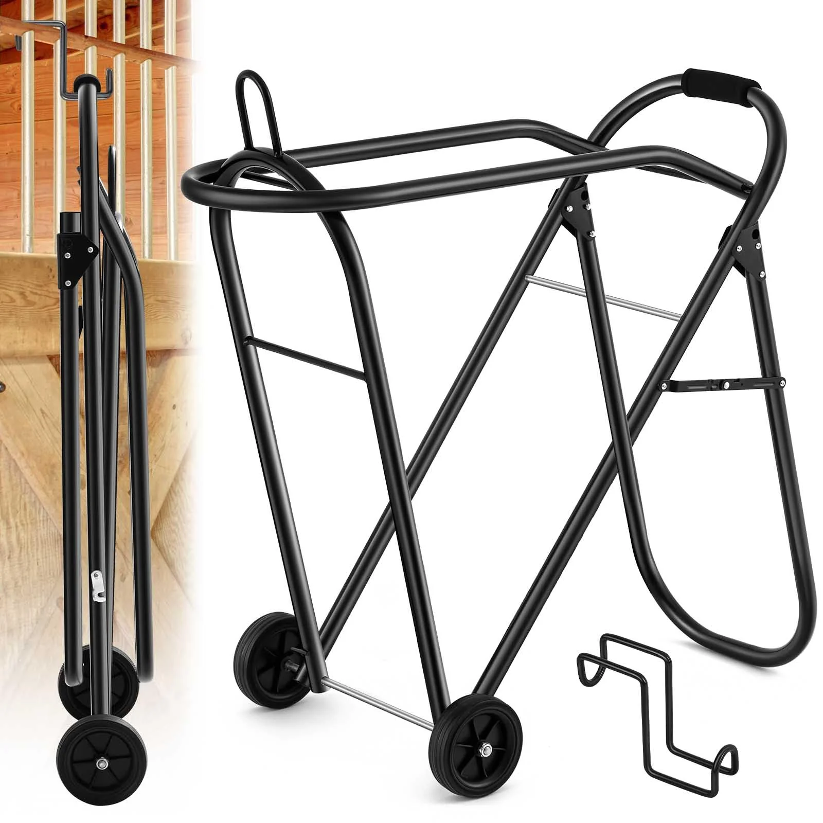 Next-Generation Kritkin Horse Saddle Cart with Wheels Heavy-Duty Foldable Tack Organizer Responsible