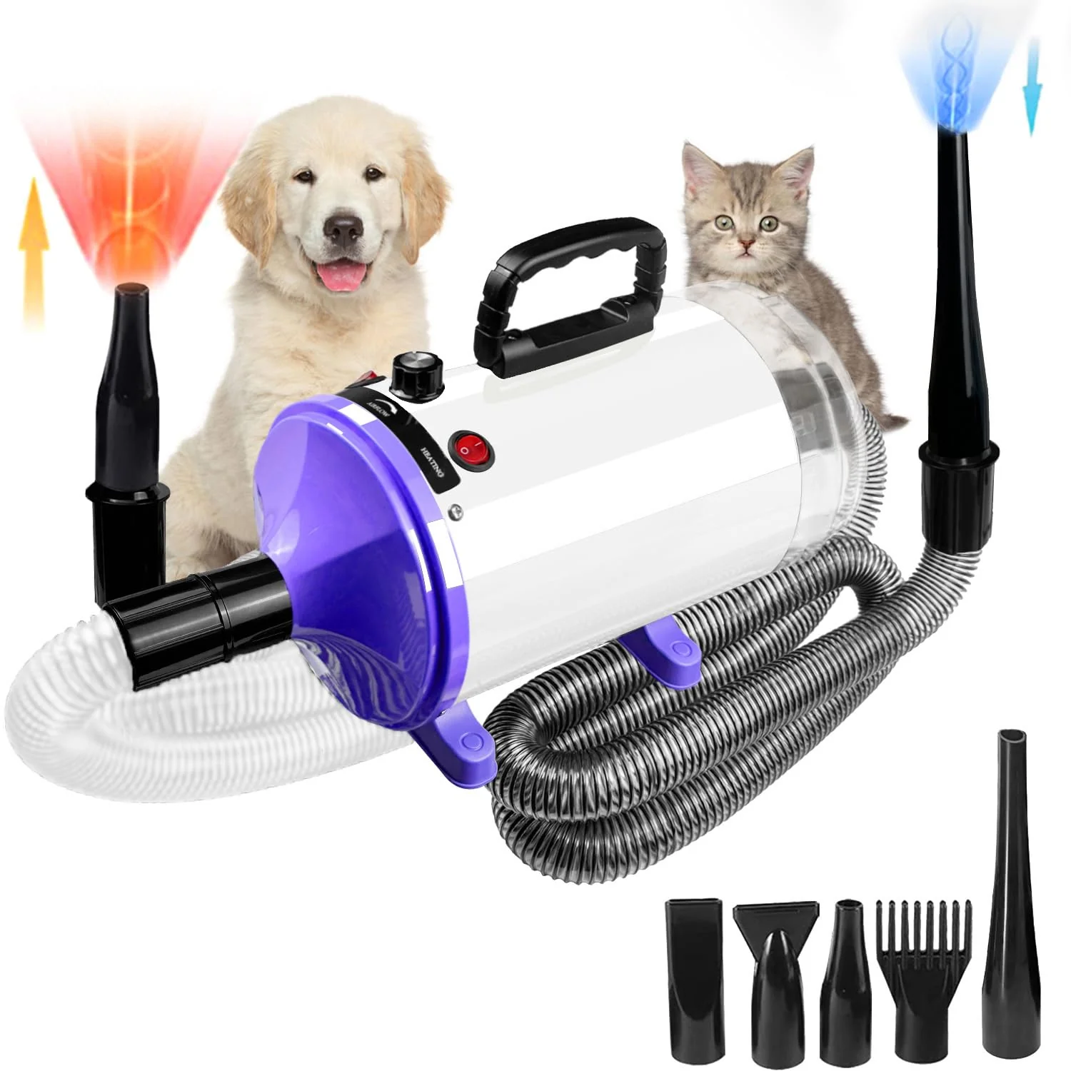 Classic Xapigo Dog Vacuum Dryer Kit — 5.2HP 3800W 5 Nozzles Adjustable Speed Temperature Trendy