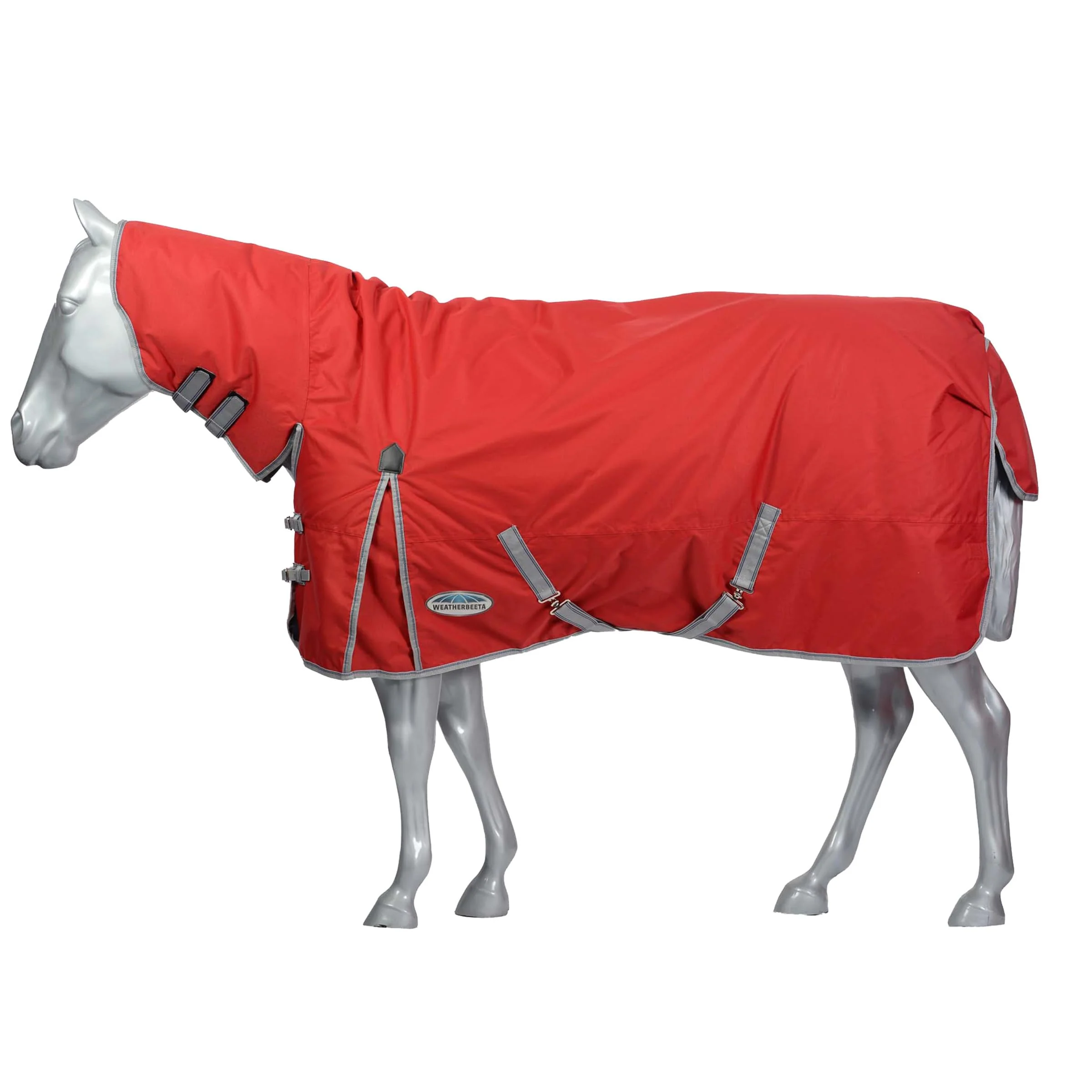 Natural WeatherBeeta ComFiTec Classic Combo Neck Lite Rug 54in Red Silver Navy Trendy