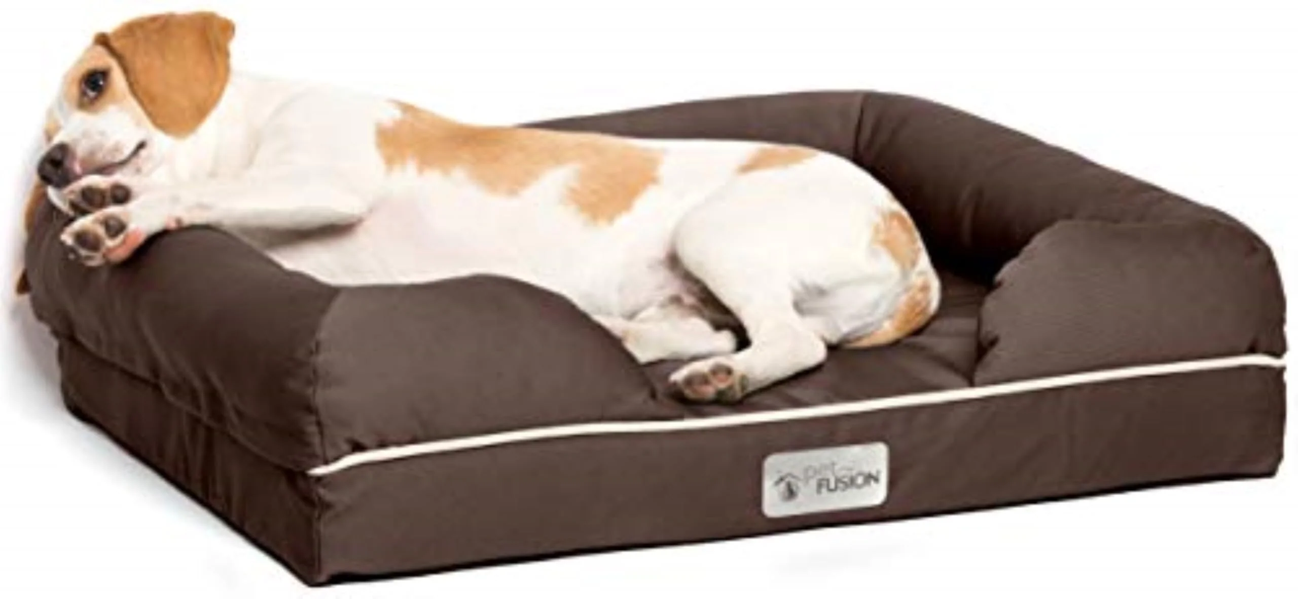 Certified PetFusion Dog Bed – Orthopedic Memory Foam Waterproof Liner Breathable Cotton Cover Verified