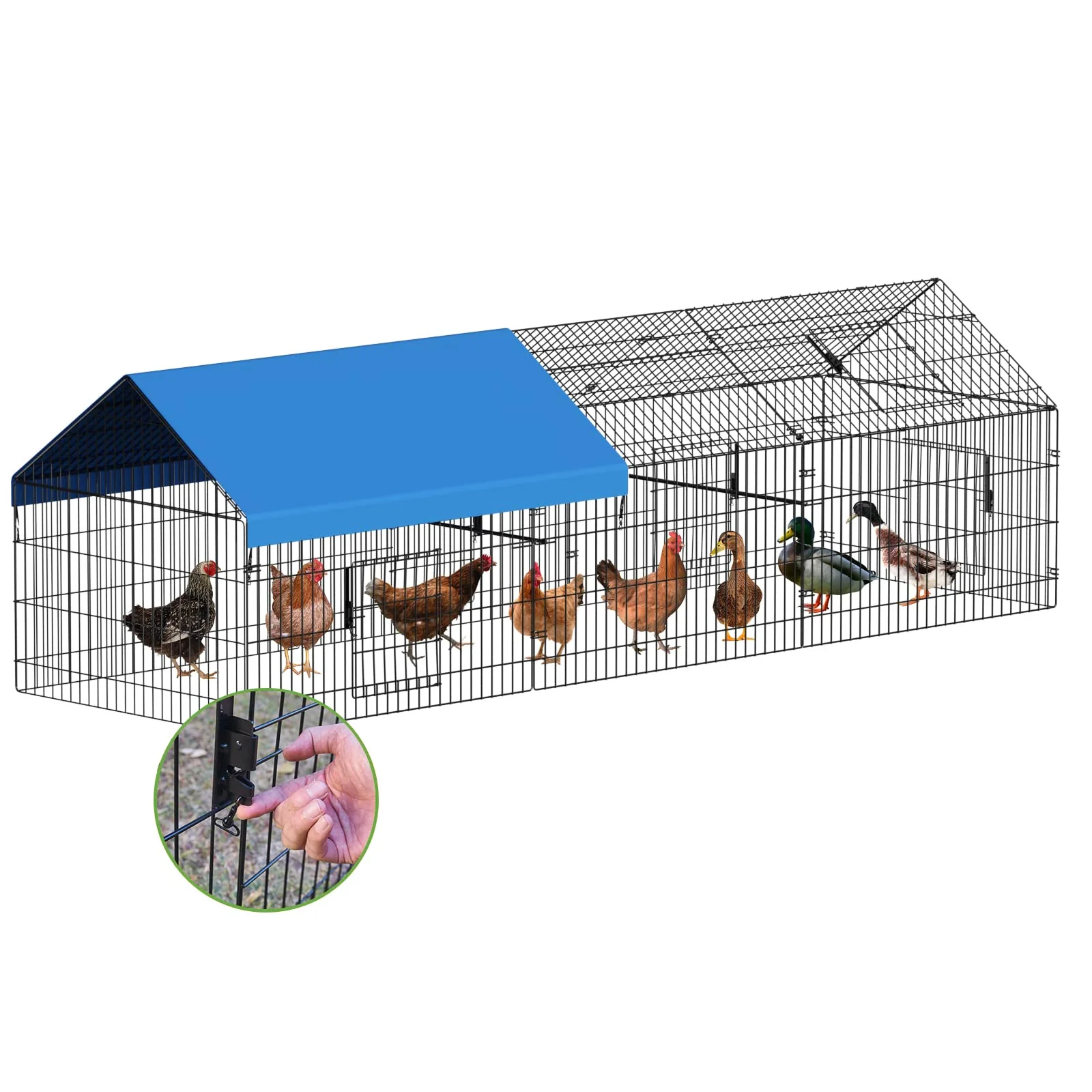 Unique INJOPEXI Metal Chicken Coop 130-inch by 40-inch by 39-inch Outdoor Run with Cover High-Performance