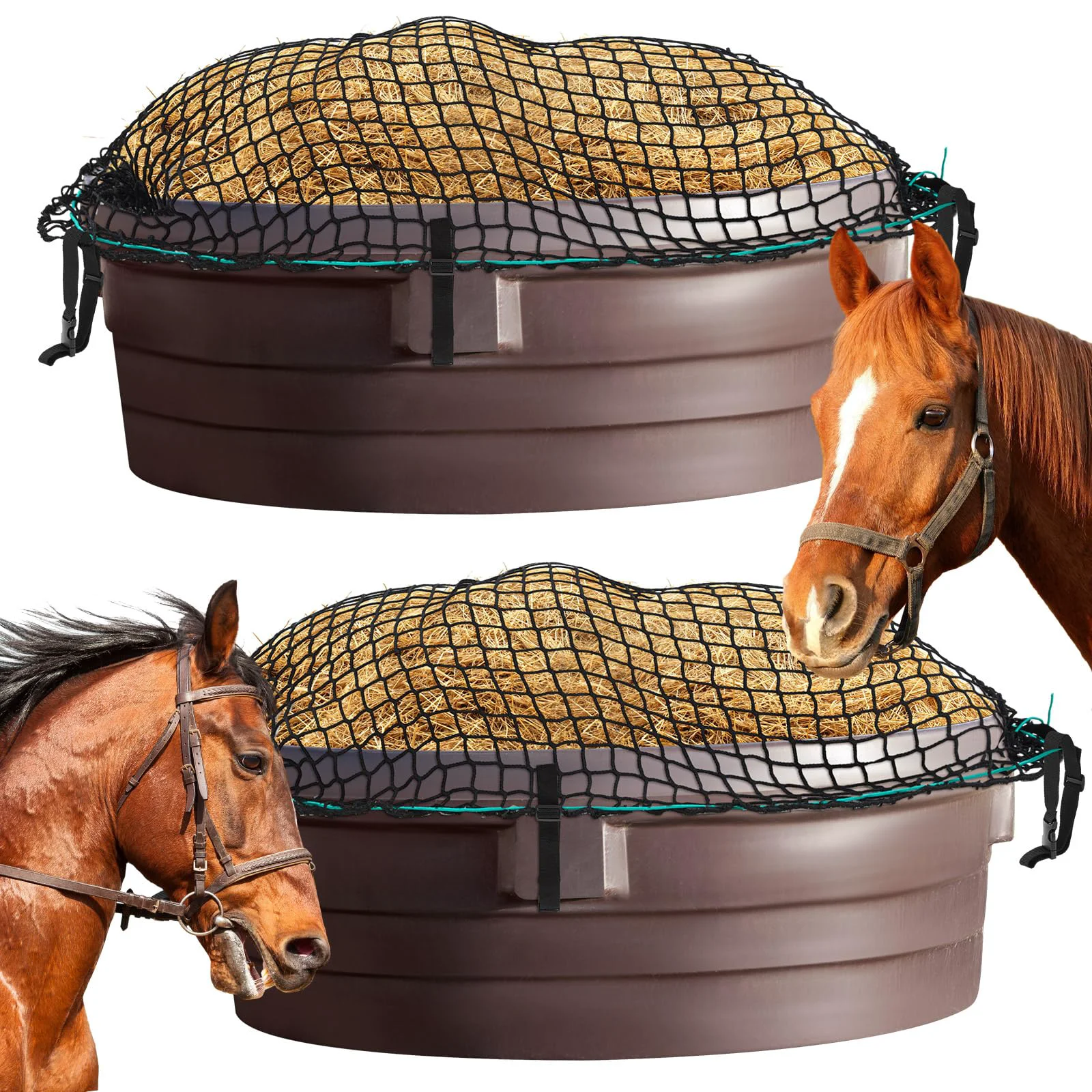 Quality Wowangce 2-Piece Heavy Duty Stock Tank Slow Feed Hay Net — 1-4 7 inch Holes Buckle Adjustable Official