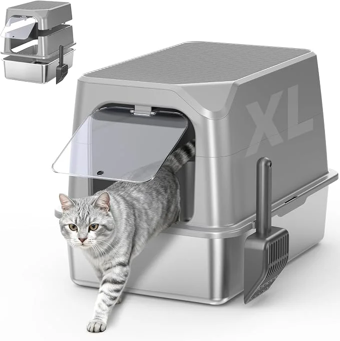 Enhanced Enclosed Stainless Steel Cat Litter Box Effective
