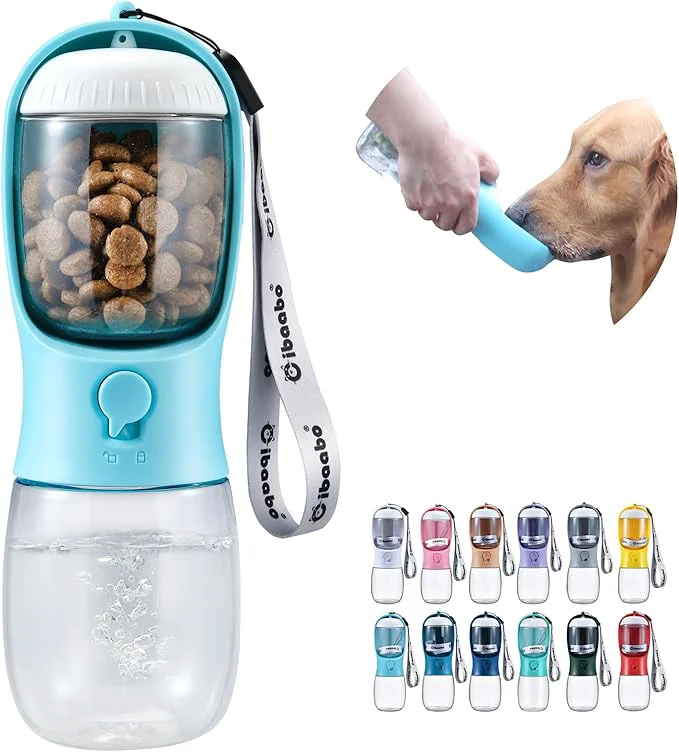 Traditional Dog Water Bottle with Food Container Travel Puppy Water Bowl Portable Pet High-Grade