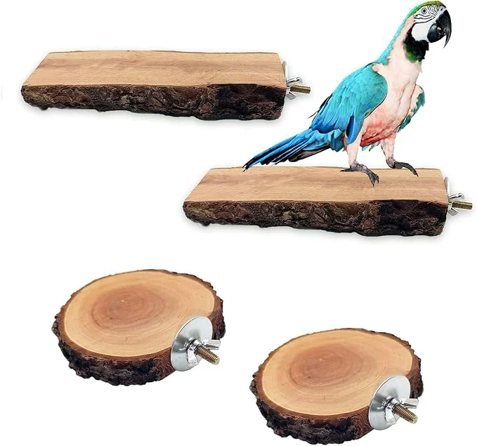 Genuine Hamiledyi Wood Bird Perch Natural Wooden Stand Platform Parrot Cage Accessories Premium