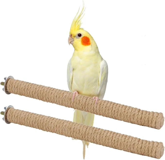 Sustainable Hypeety Bird Perch Stand Natural Wood Parrot Hemp Rope Perch Birdcage Professional