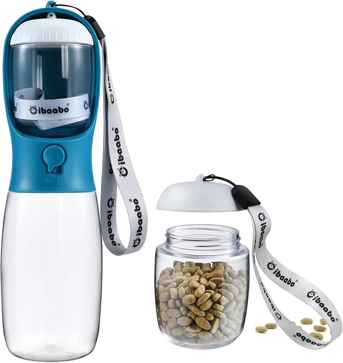 Innovative Dog Water Bottle with Food Container Travel Puppy Water Bowl Portable Pet Reliable