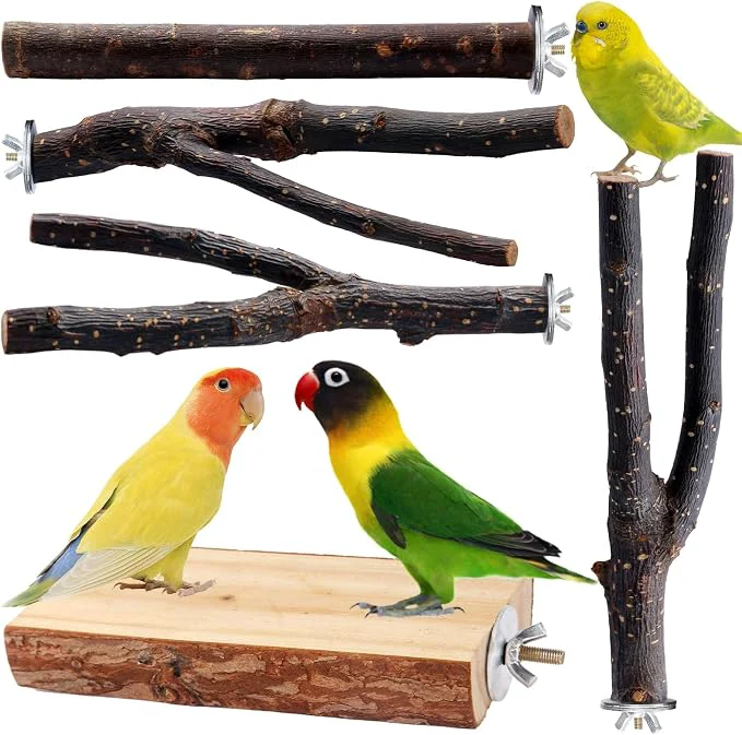 Original Bird Toys Parakeet Perch Budgie Perch Wood Stand Fork Toys Multi-Branch Perch High-Grade
