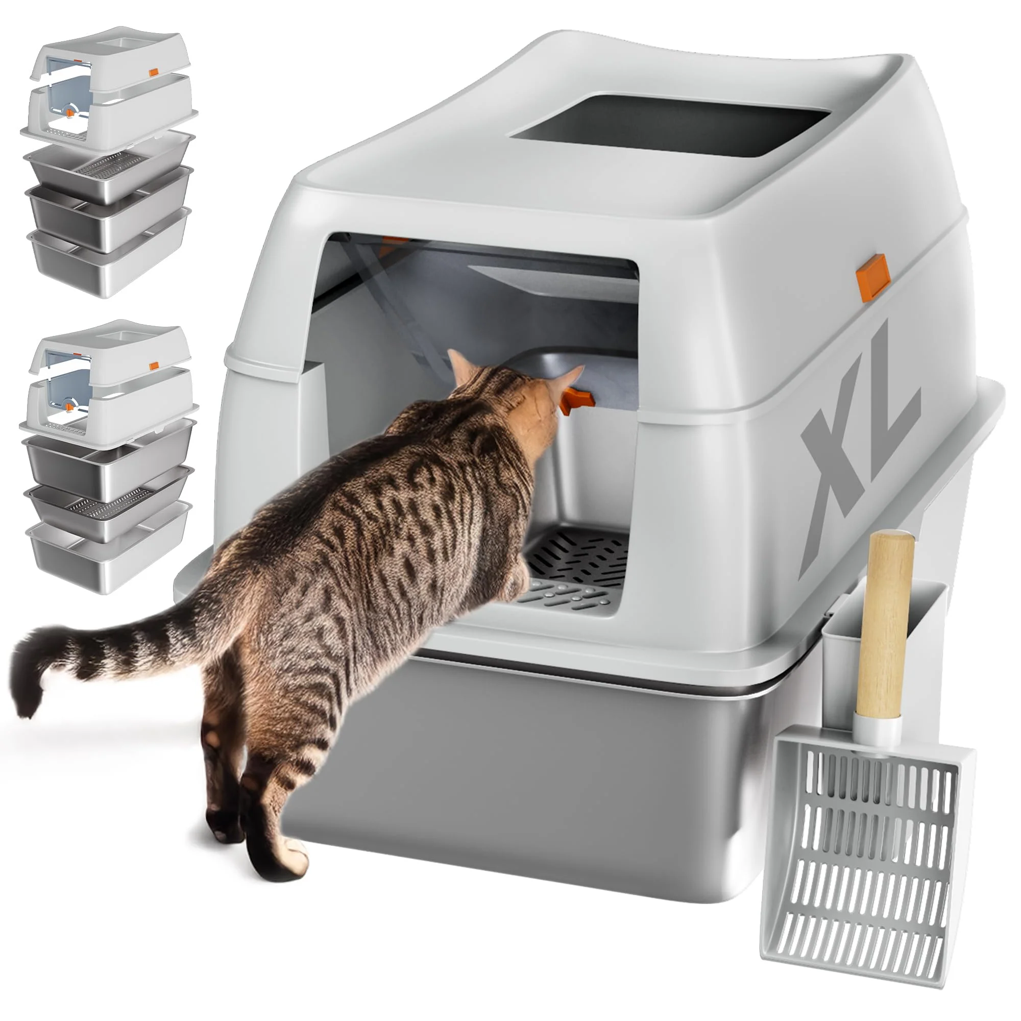 Refined Tom Sora Creations Stainless Steel Sifting Litter Box – XL Odor Leak Fashionable