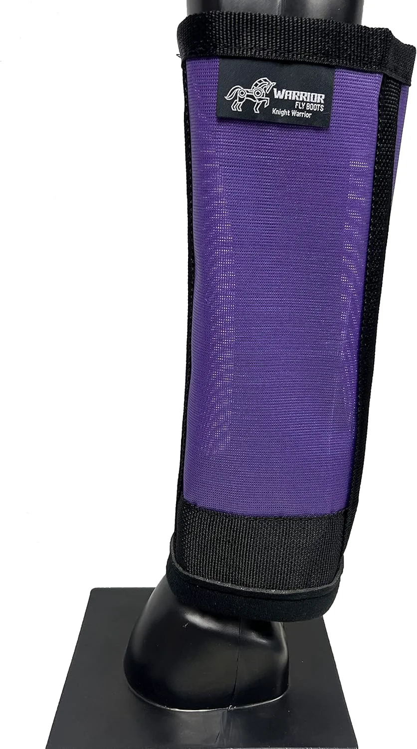 Specialty Warrior Fly Boots for Horses - Breathable Mesh Horse Boots for Fly Protection Leg Comfort - Set of 4 Knight Warrior Purple Easy-to-Use