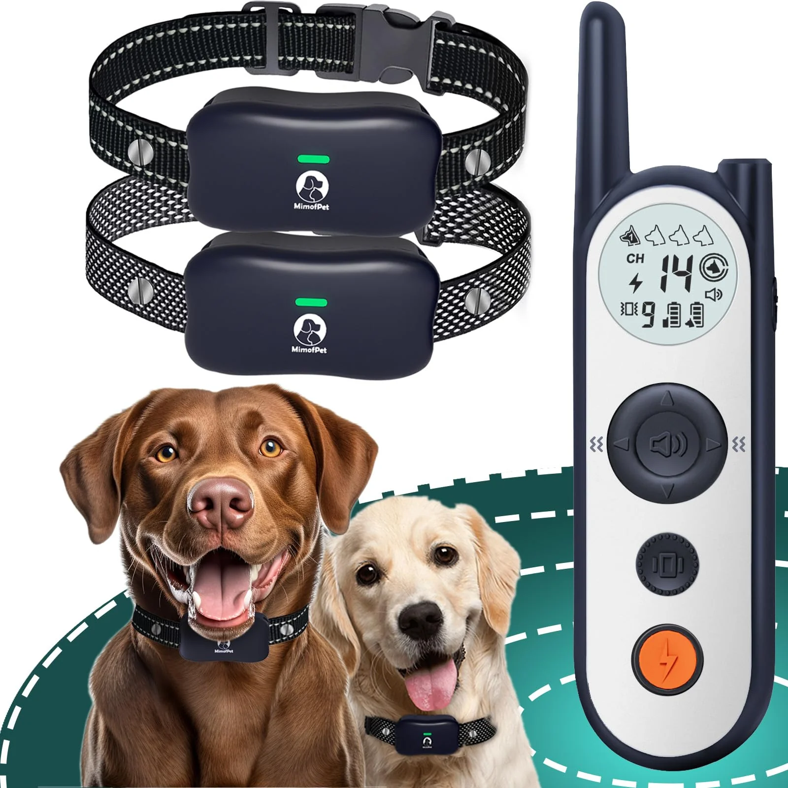 Advanced MIMOFPET Wireless Dog Fence System for 2 Dogs – 3500ft Range Waterproof Collar Exclusive