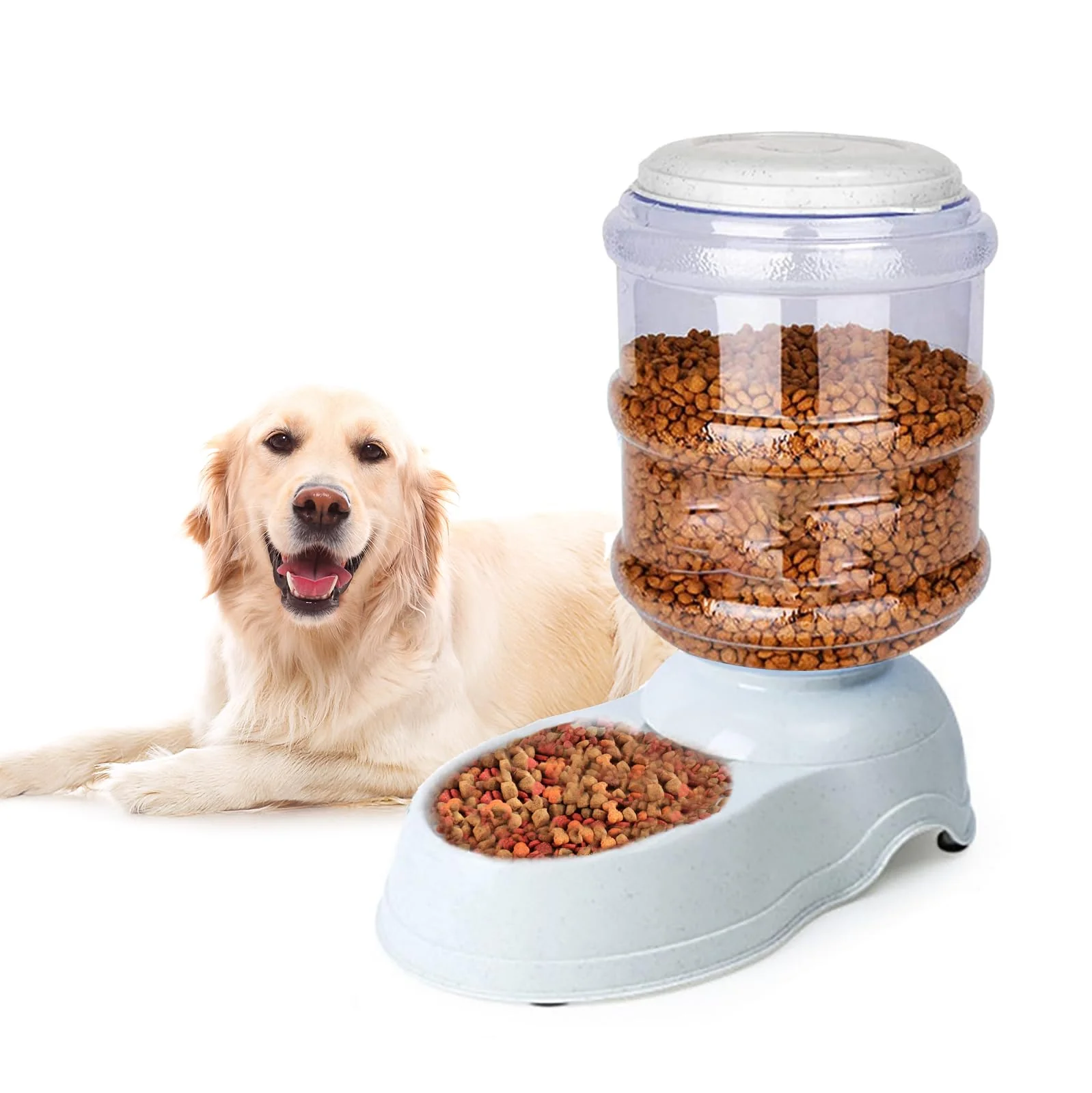 Sustainable Leptzoa Automatic Dog Feeders - 3-Gallon Gravity Dispenser for Large Dogs Cats Reusable
