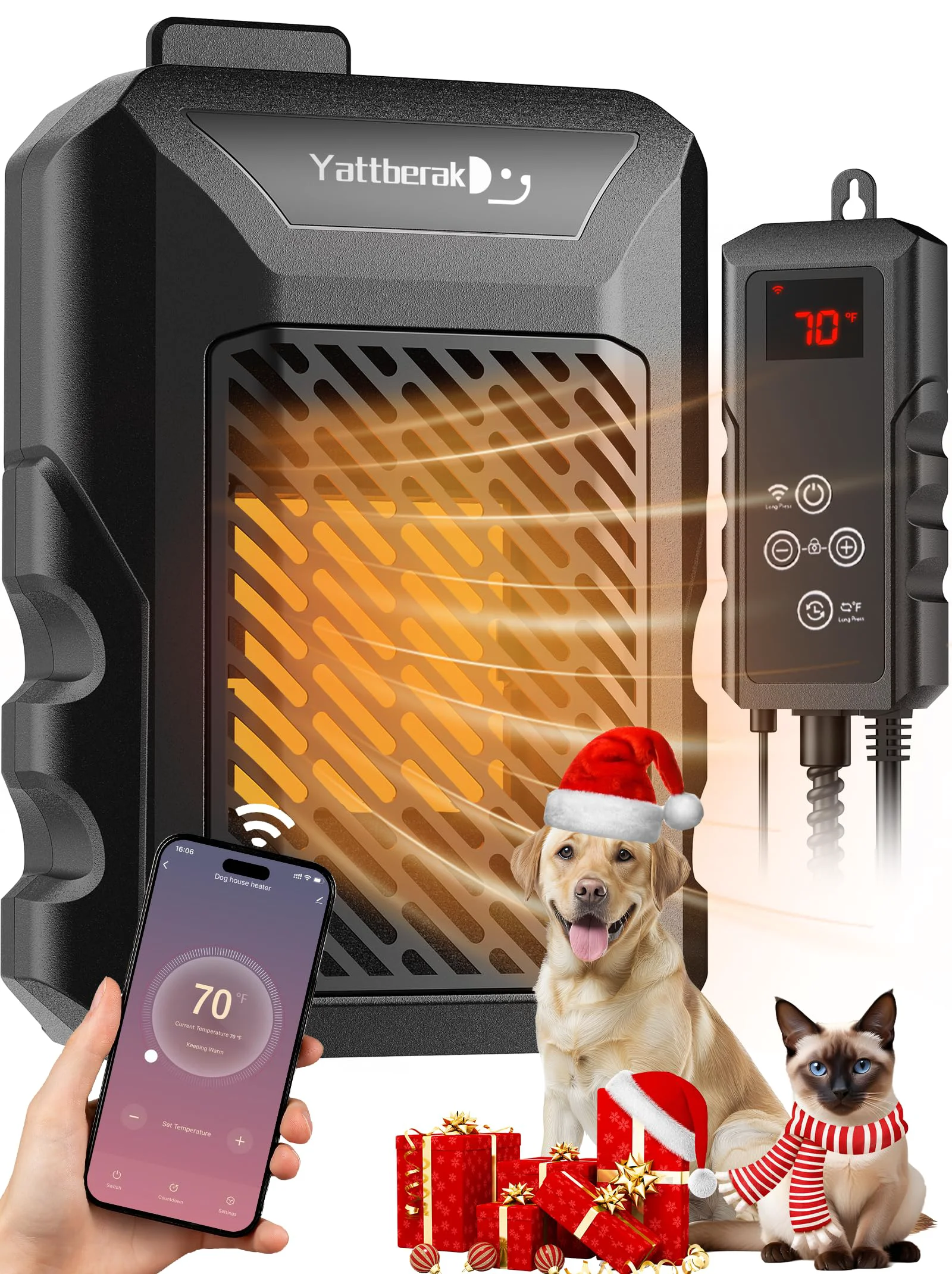 Artisan Yattberak Dog House Heater – APP Remote 41–113°F 500W IPX5 Outdoor Pet Safe Heater Premium Material