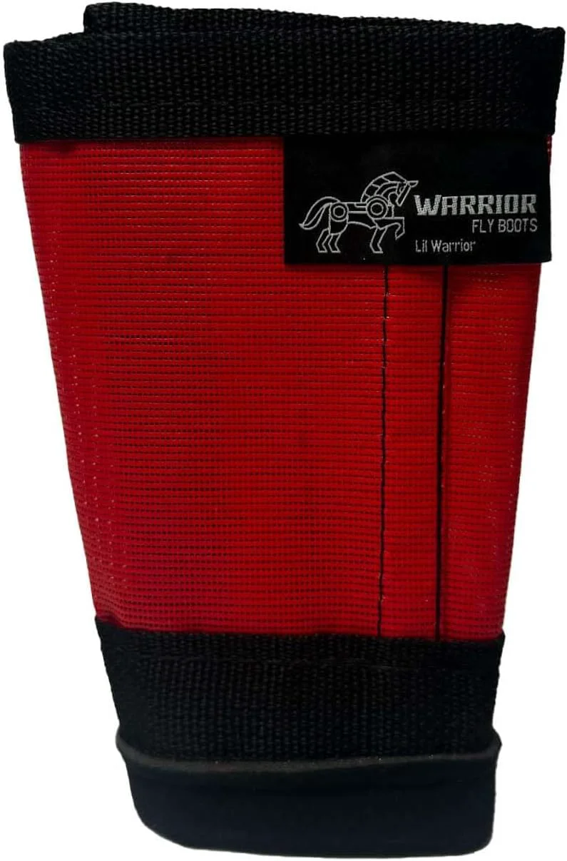 Versatile Warrior Fly Boots for Horses - Breathable Mesh Horse Boots for Fly Protection Leg Comfort - Set of 4 Lil Warrior Red Safe