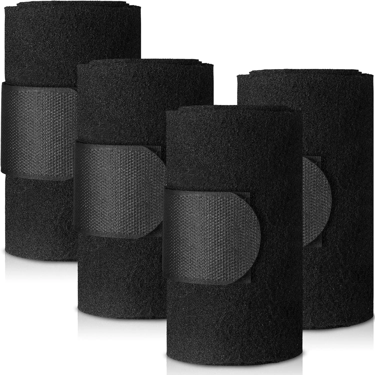 Fine Crafted Set of 4 Horse No Bow Bandage 3D Contoured Standing Wrap Bandages Stable Nylon Horse Leg Wraps for Helping Prevent Horse from Tendon Damage and Keep Horses Clean and Safe Black Quality