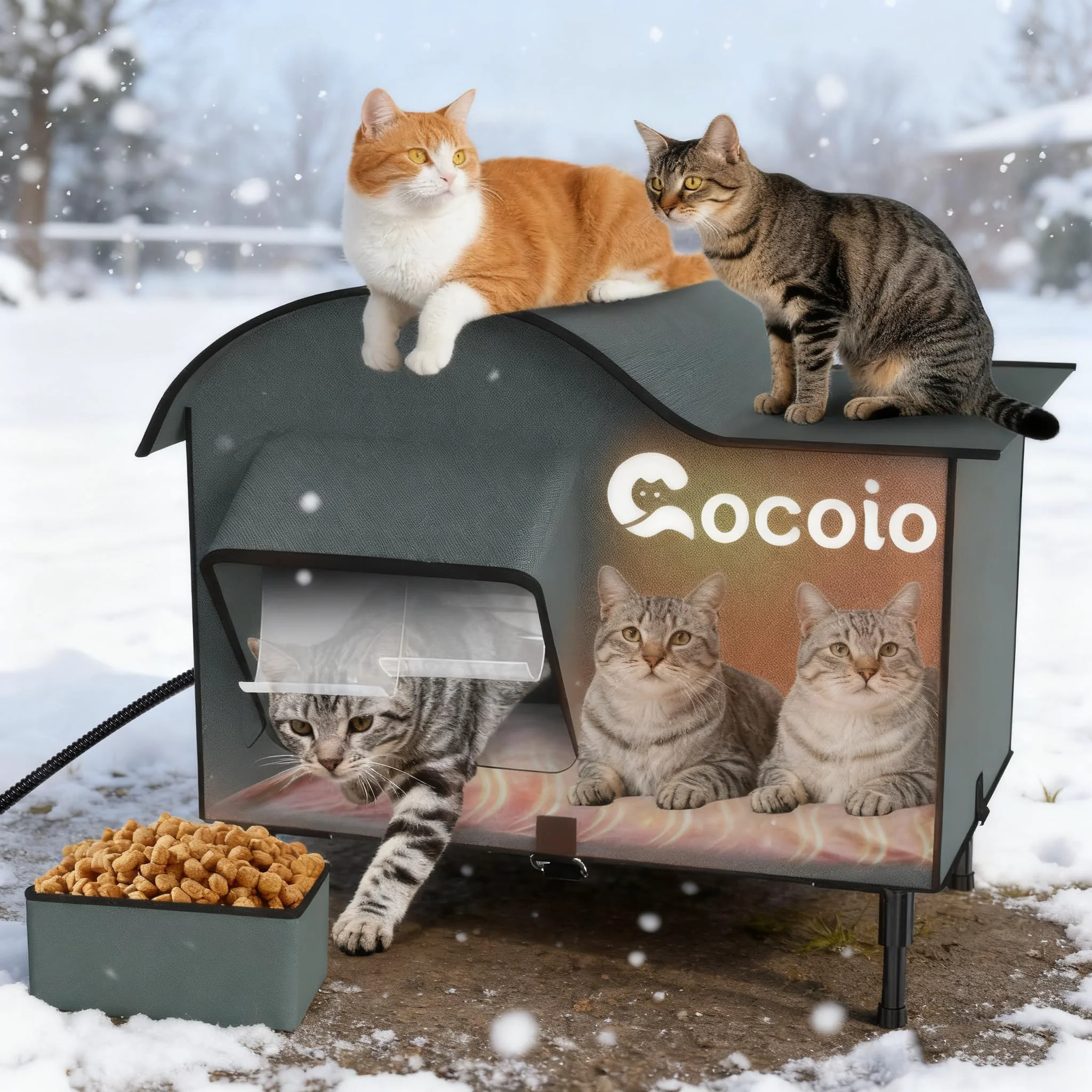 Advanced cocoio Heated Outdoor Cat House Weatherproof Extra-Large Shelter with Heat Pad Comfortable