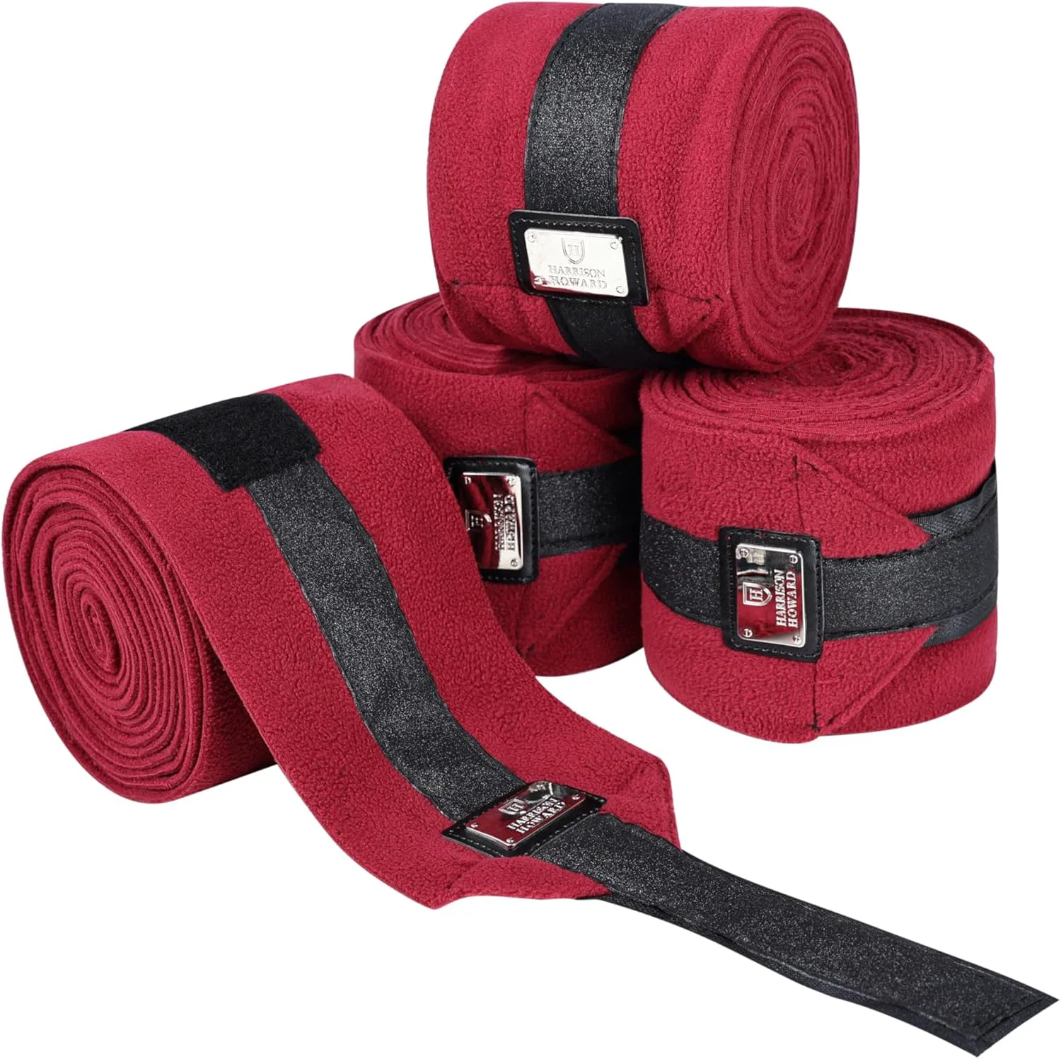 Clean Harrison Howard Horse Polo Wraps Upgrade with Bling Leg Wraps for Horses 4-Pack Fleece Leg Wraps Stable Supplies Burgundy L Powerful