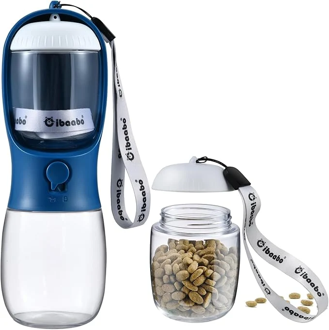 Easy-to-Use Dog Water Bottle with Food Container Travel Puppy Water Bowl Portable Pet Fashionable