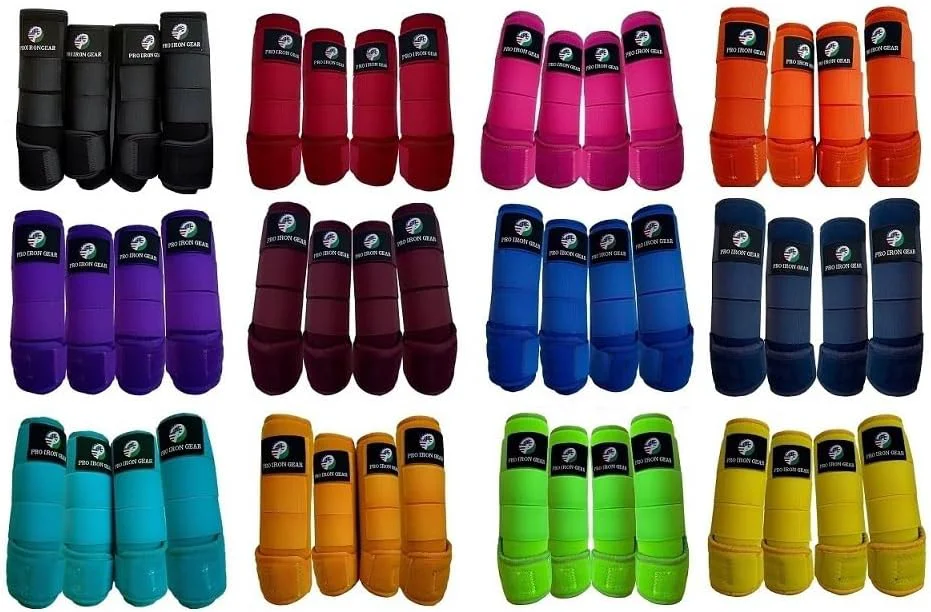 Versatile Horse Medicine Brushing Boots Leg Wraps Protection Gear Set of 2 and Set of 4 in 14 Colors Traditional
