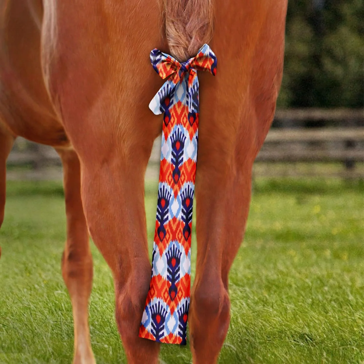 Secure Harrison Howard Stretchy Tail Bag Breathable Horse Tail Guard Slip on Design Protect Horse Tail 2 Strand Closure Straps Keep Tail Clean Protected 22 L Length Makes Grooming Easy-Tribal Abstract Comfortable