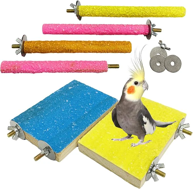 Smooth Hamiledyi 6 PCS Bird Perch Stand Toy Wood Parrot Paw Grinding Stick Perch Stand Fine Crafted