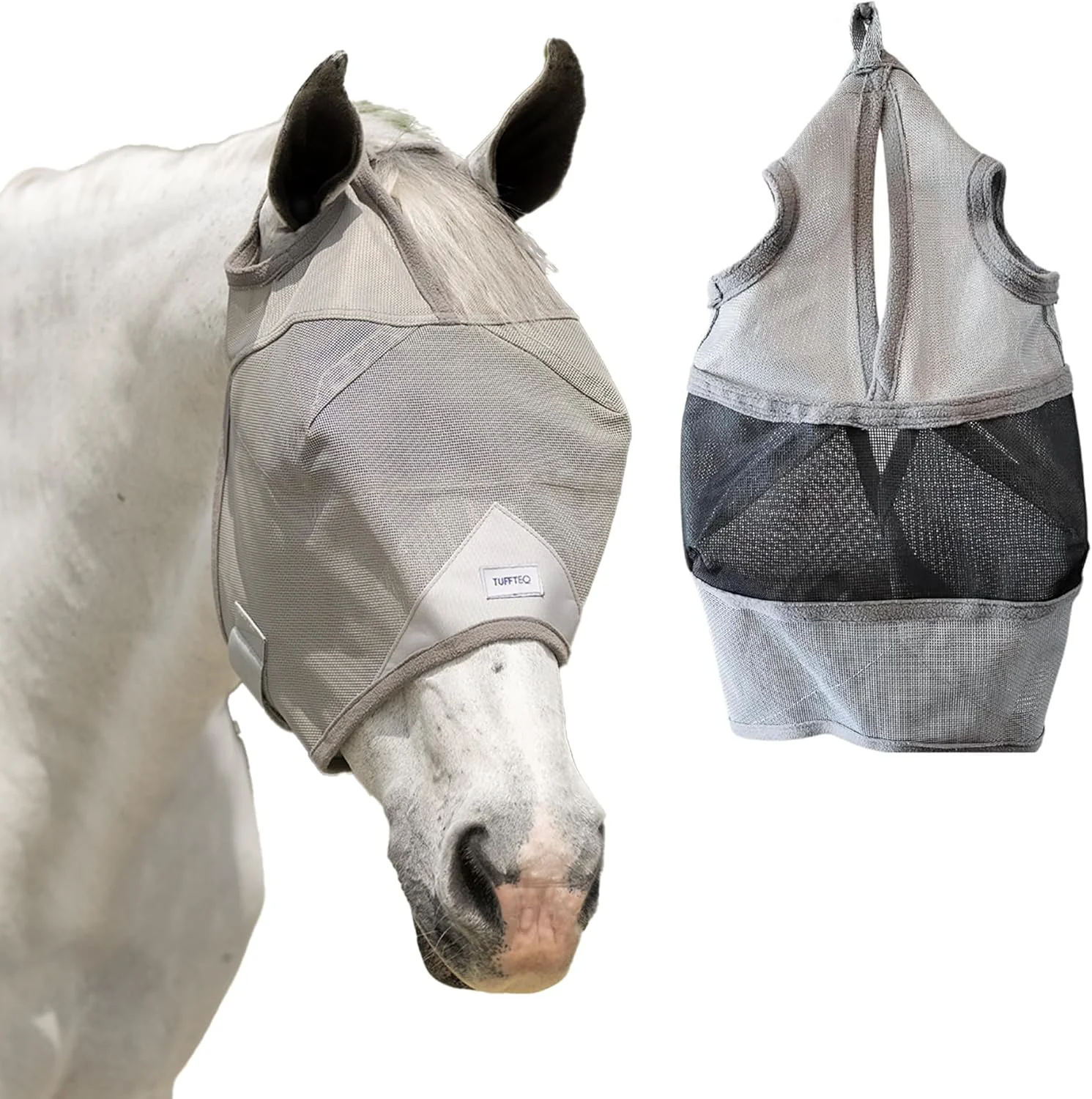 Quality Plus-Size Horse Mask Without Ears 95 UV Eye Protection Built-in Visor Breathable Lightweight Mask Adjustable Fit for Comfort Horse Large Size Refined