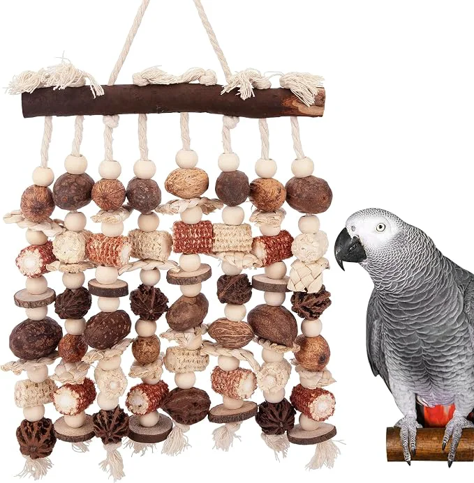 Elegant Deloky Extra Large Parrot Toy-Natural Wooden Chewing Tearing Toy Classic