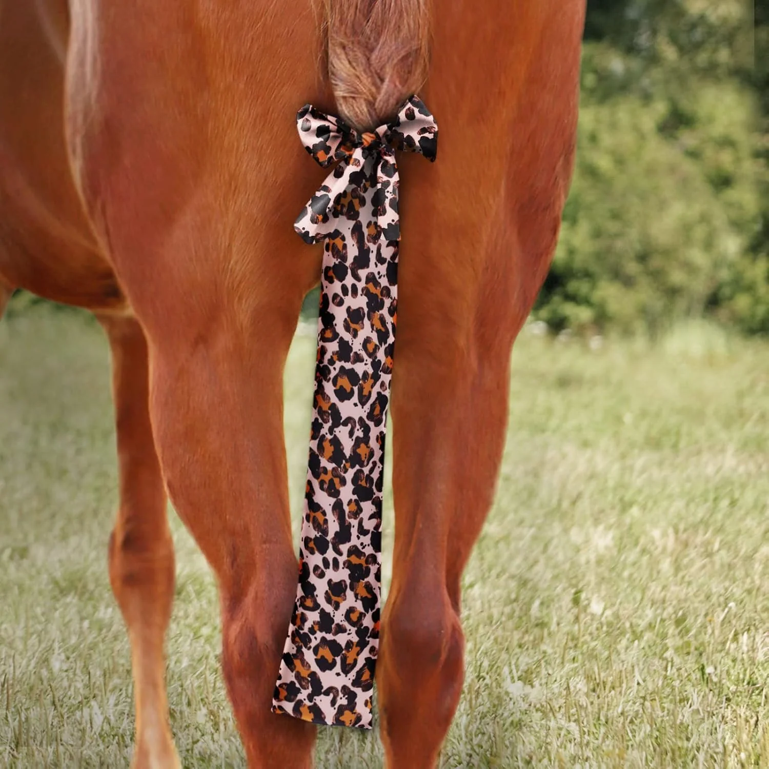 Optimized Harrison Howard Stretchy Tail Bag Breathable Horse Tail Guard Slip on Design Protect Horse Tail 2 Strand Closure Straps Keep Tail Clean Protected 22 L Length Makes Grooming Easy-Leopard Print Trusted