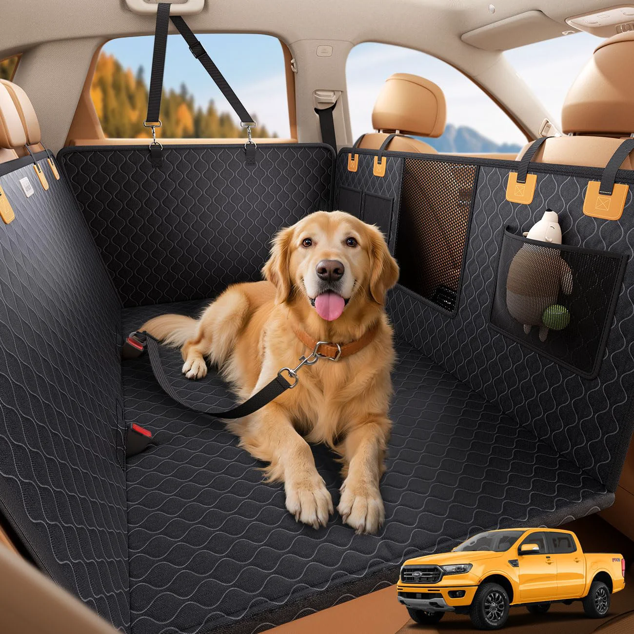 Unique Lamicall Dog Car Seat Cover for Back Seat – Upgraded Anti-Ripped Waterproof Hammock Extender XL Trendy