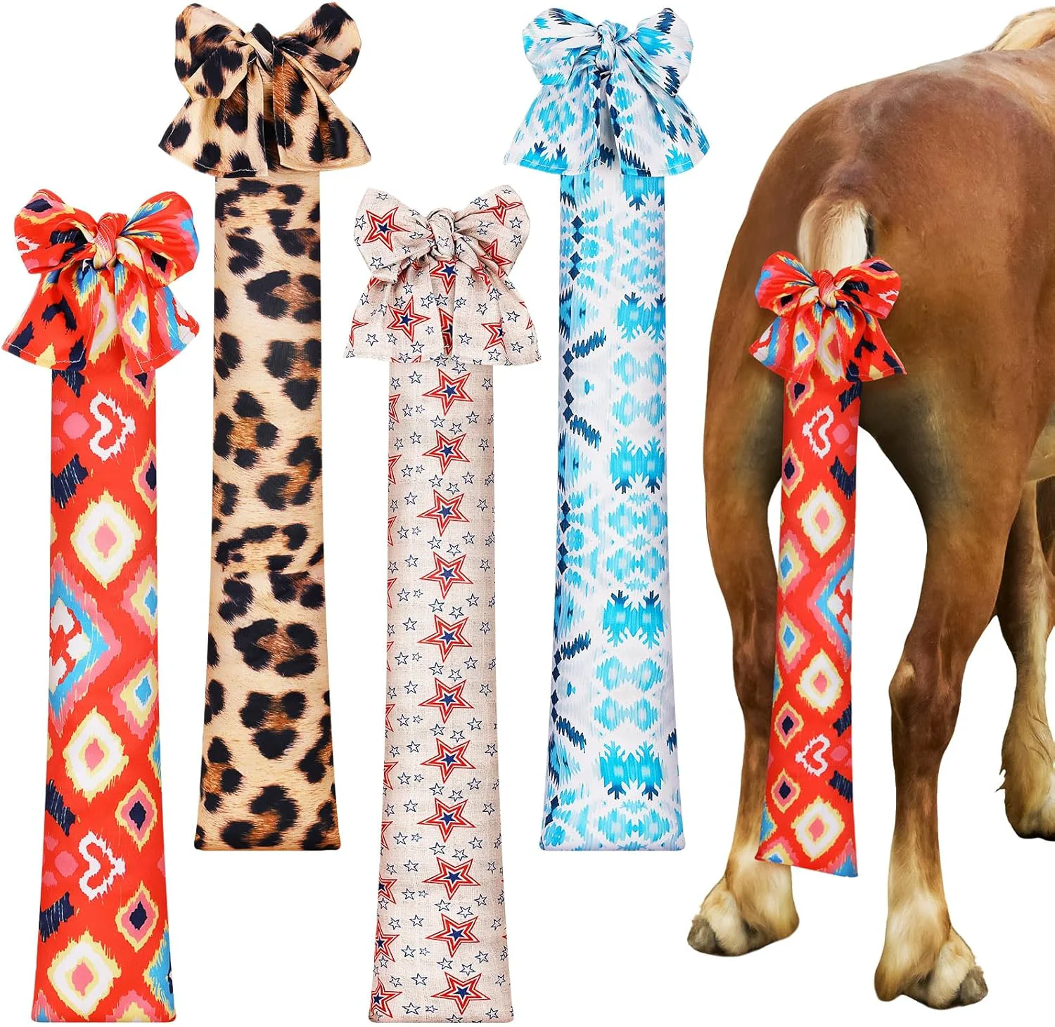 Solid 4 Pcs Horse Tail Bag Stretchy 22 Breathable with 2 Strands to Keep Clean and Protected Grooming Supplies Safe