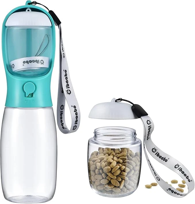 High-End Dog Water Bottle with Food Container Travel Puppy Water Bowl Portable Pet Trendy