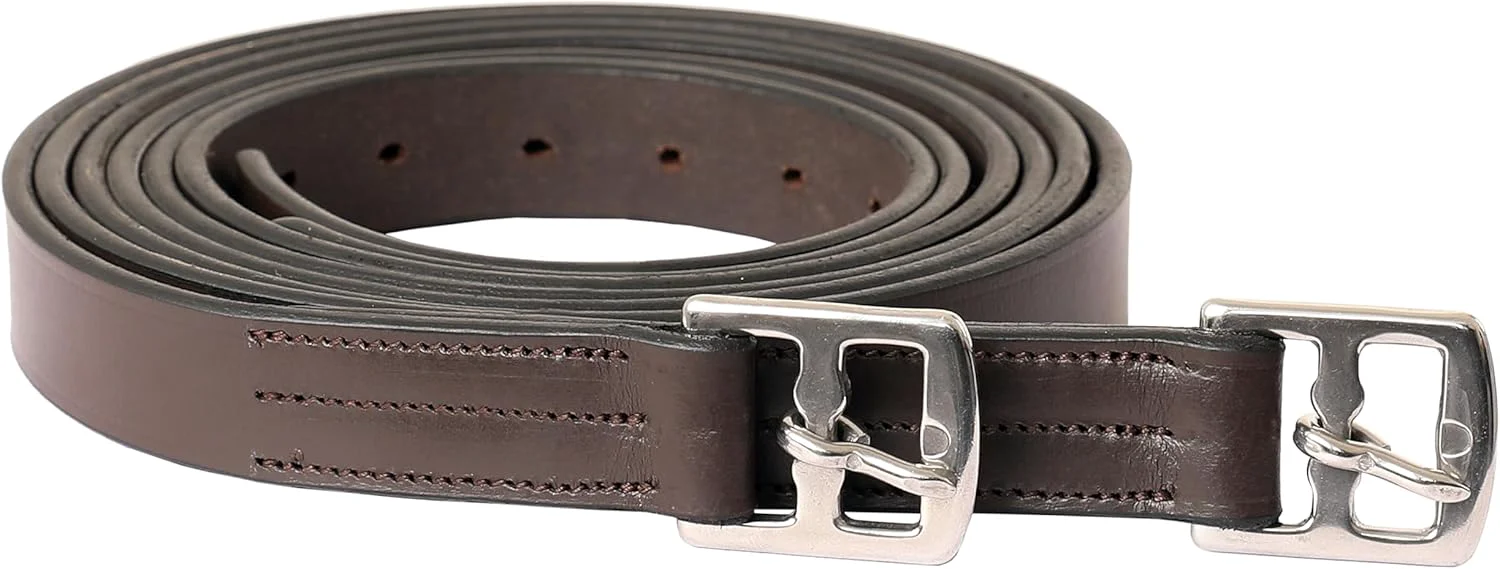 Sophisticated Exion Pre-Stretched Leather Stirrup Leathers for English Saddles Premium Vegetable-Tanned Non-Stretch Stirrups for Jumping Dressage Schooling 18-Hole Numbered Adjustment SS Buckles Efficient
