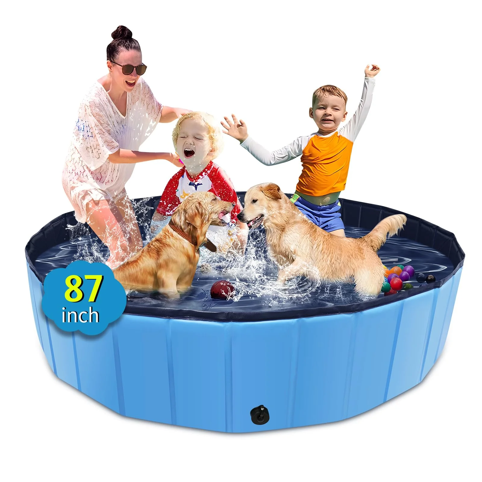 Practical CACSPS Foldable Dog Pool 87x14 – Portable Non-Slip Outdoor Pet Bath Tub Genuine