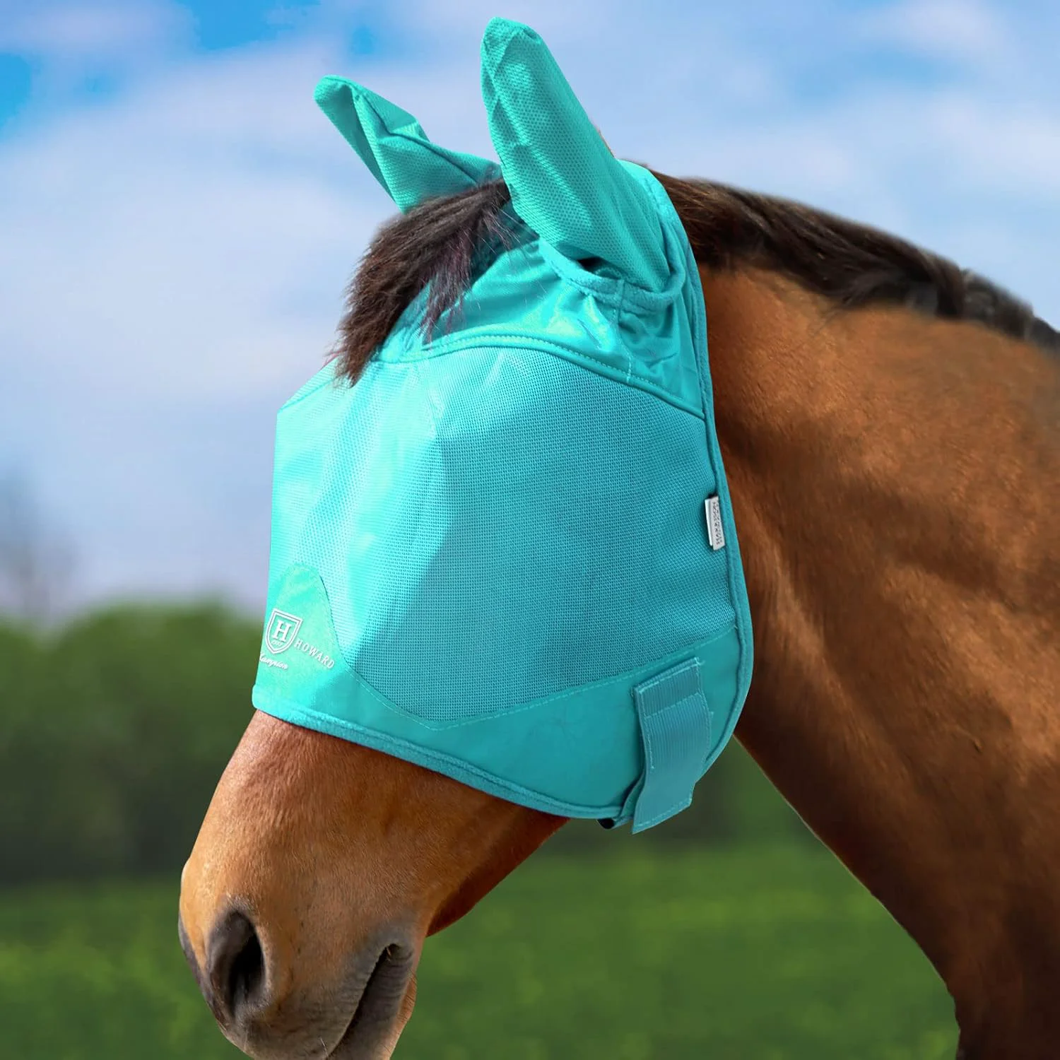 Premium Material Harrison Howard UV-proof Multi-Function Fabrics Thick Fleece Padding Horse Fly Mask Half Face with Ears Mint Arabian Medium Stylish