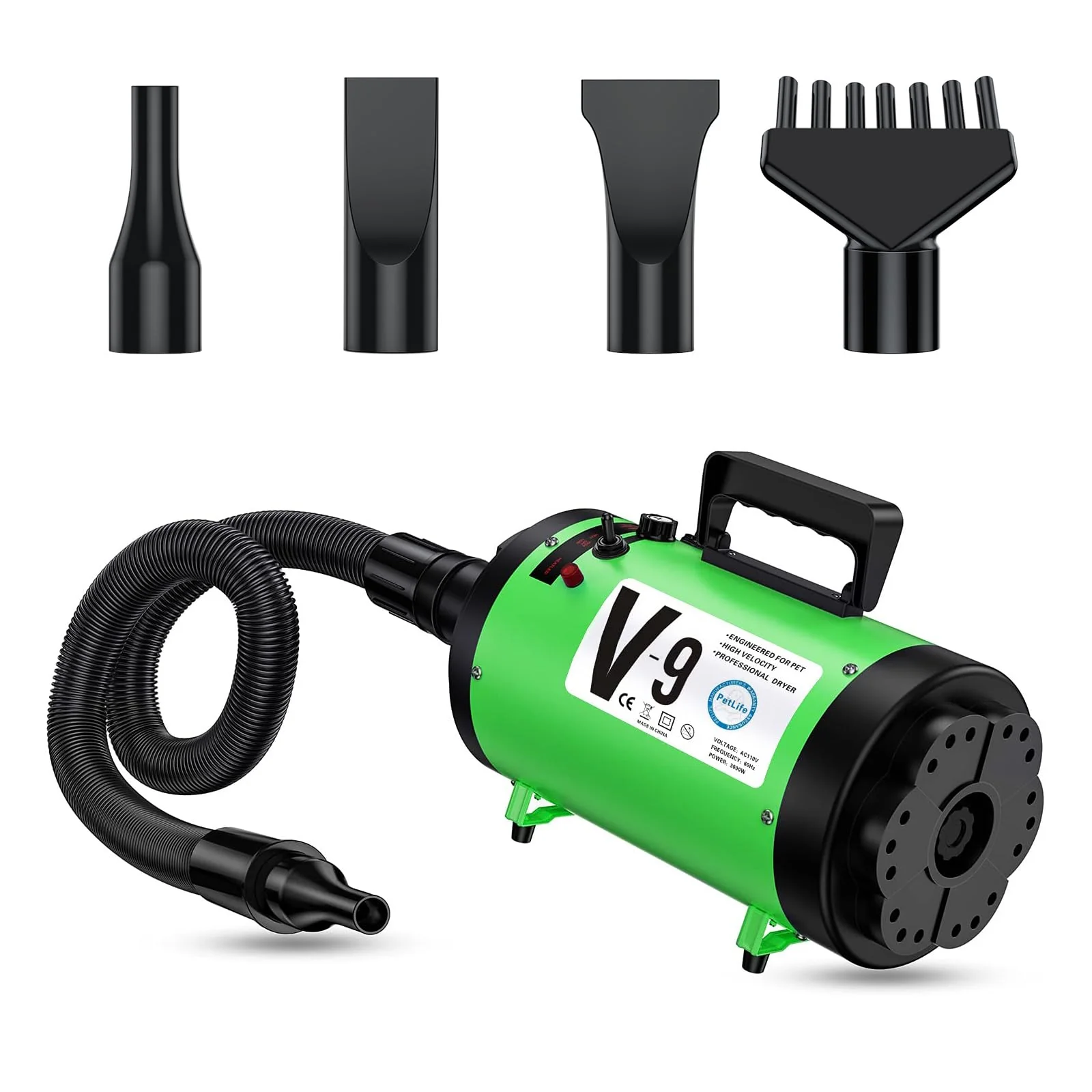 Premium Material PetLife Professional 5.2HP Dog Dryer with Heater — High-Velocity Low-Noise Grooming for Home Salon Classic