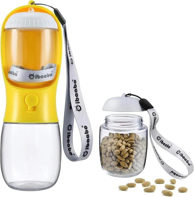 Next-Generation Dog Water Bottle with Food Container Travel Puppy Water Bowl Portable Pet Natural