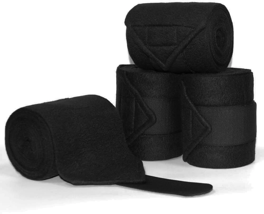 Contemporary Horse Polo Leg Wraps Soft Fleece Wraps Equestrian Leg Bandage 4-Pack Cob 8.2ft Black Healthy