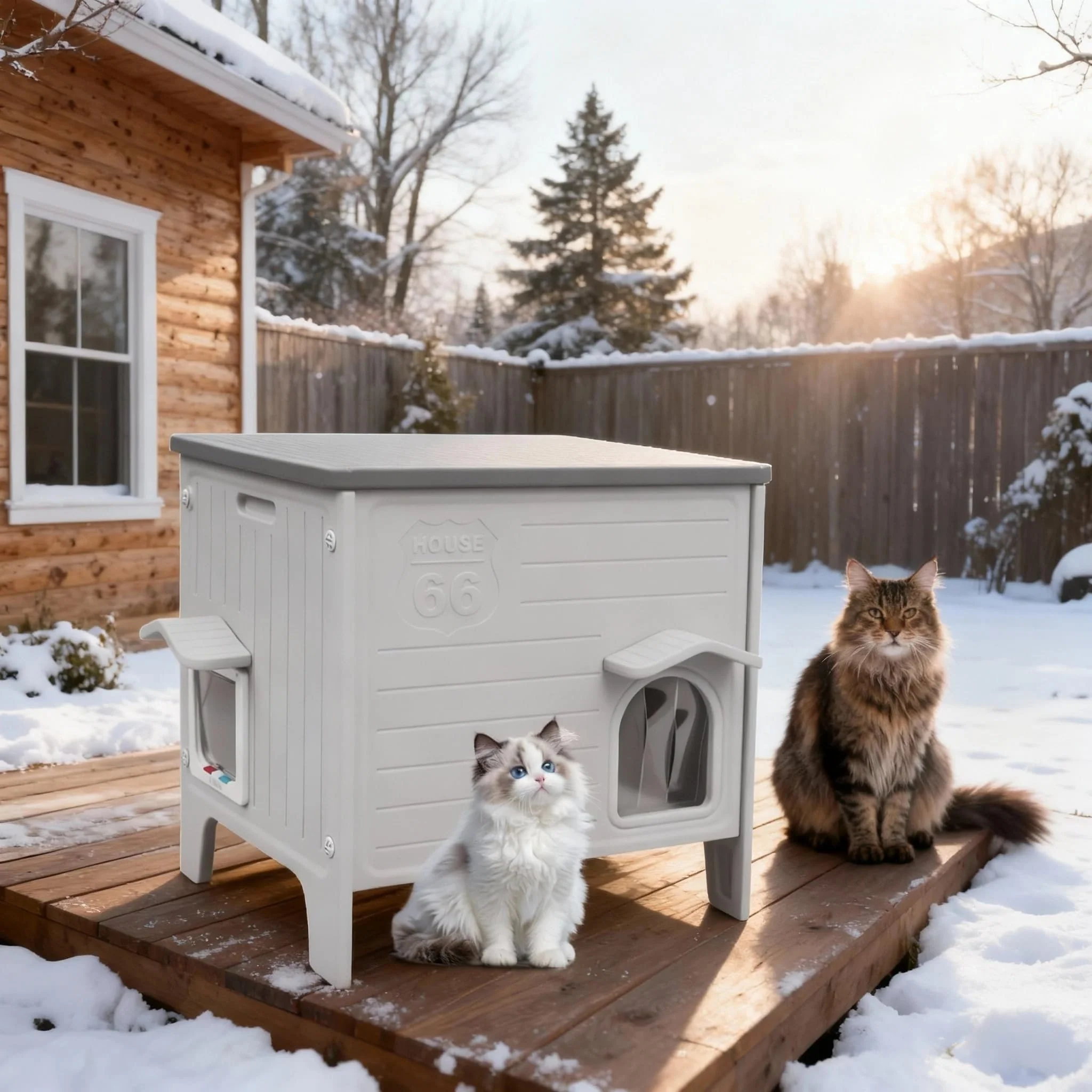 Certified HiCaptain Weatherproof Insulated Outdoor Cat House with Escape Door Top-Quality