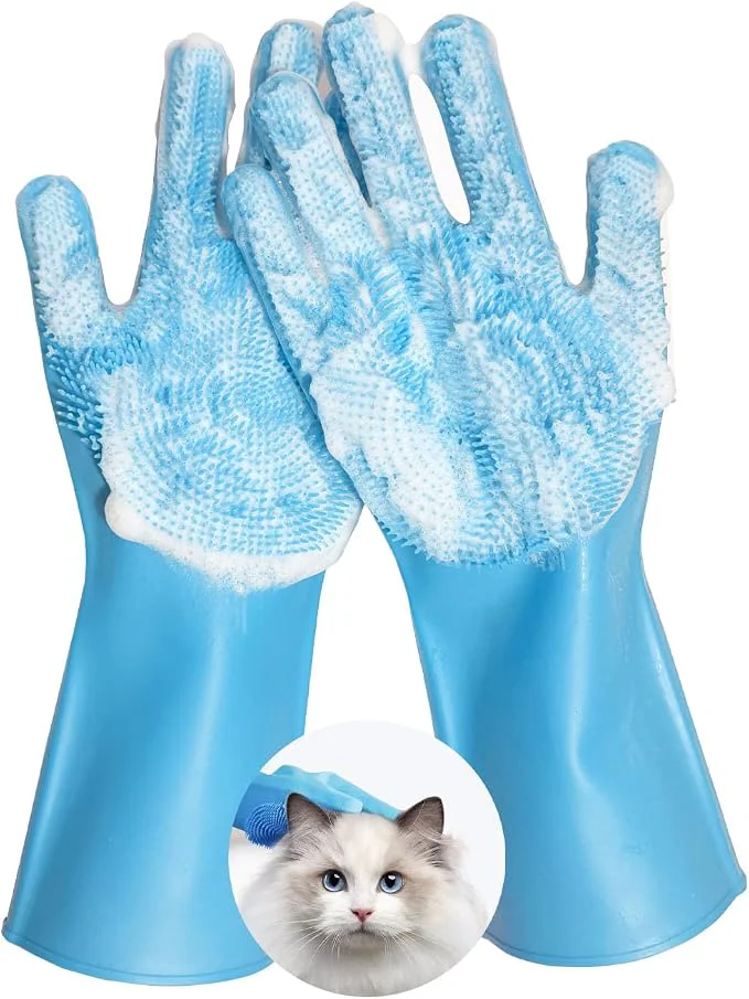 Refined Pet Grooming Gloves Bite-Resistant Pet Bathing Gloves Sustainable
