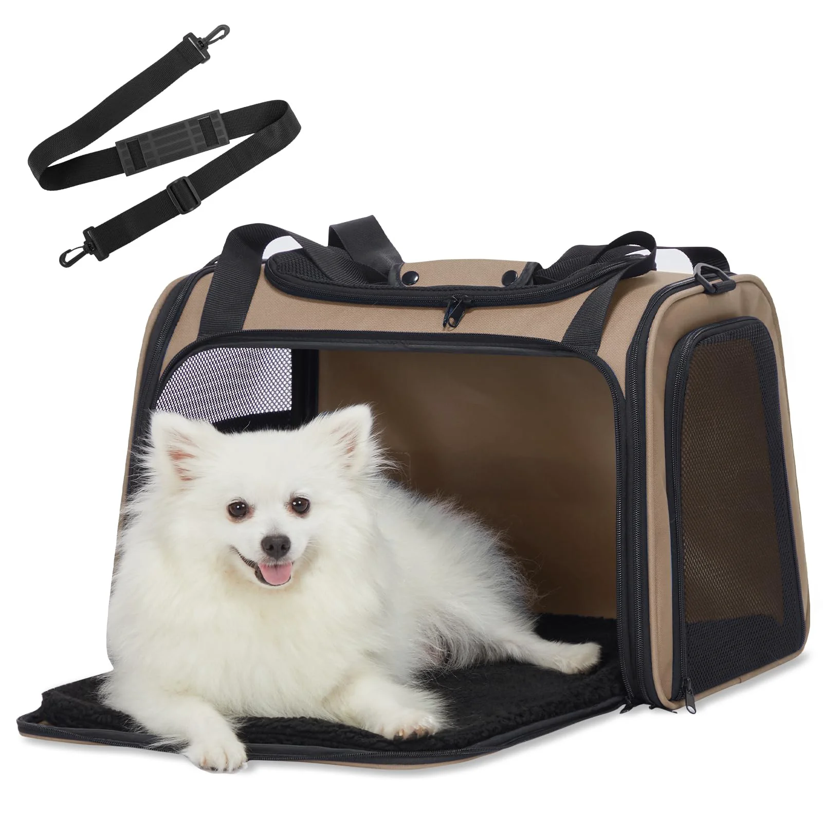 Genuine PETSFIT Soft-Sided Cat Carrier for Medium Cats up to 25 lbs Foldable Travel Bag Solid