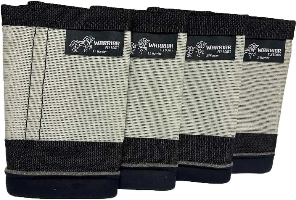 Versatile Warrior Fly Boots for Horses - Breathable Mesh Horse Boots for Fly Protection Leg Comfort - Set of 4 Lil Warrior Gray Durable