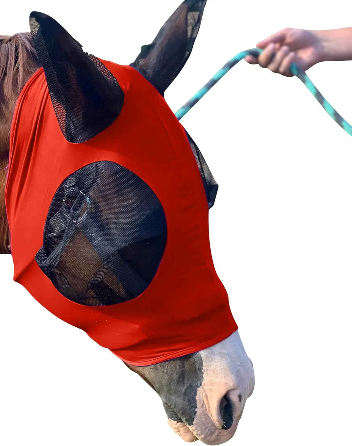 Excellent Horse Fly Mask - Durable Equine Fly Mask with Full Coverage for Eye Ear - Stretchable UV Sun Protection Flymask for Horses Ponies Mini Horses - Horse Face Cover for Pasture Trail - Orange Convenient