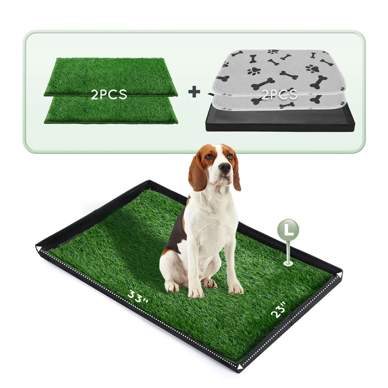 User-Friendly HQ4US 4LEGS Dog Grass Pad Foldable Litter Box — Large Potty Tray 2 Reusable Pee Pads Functional