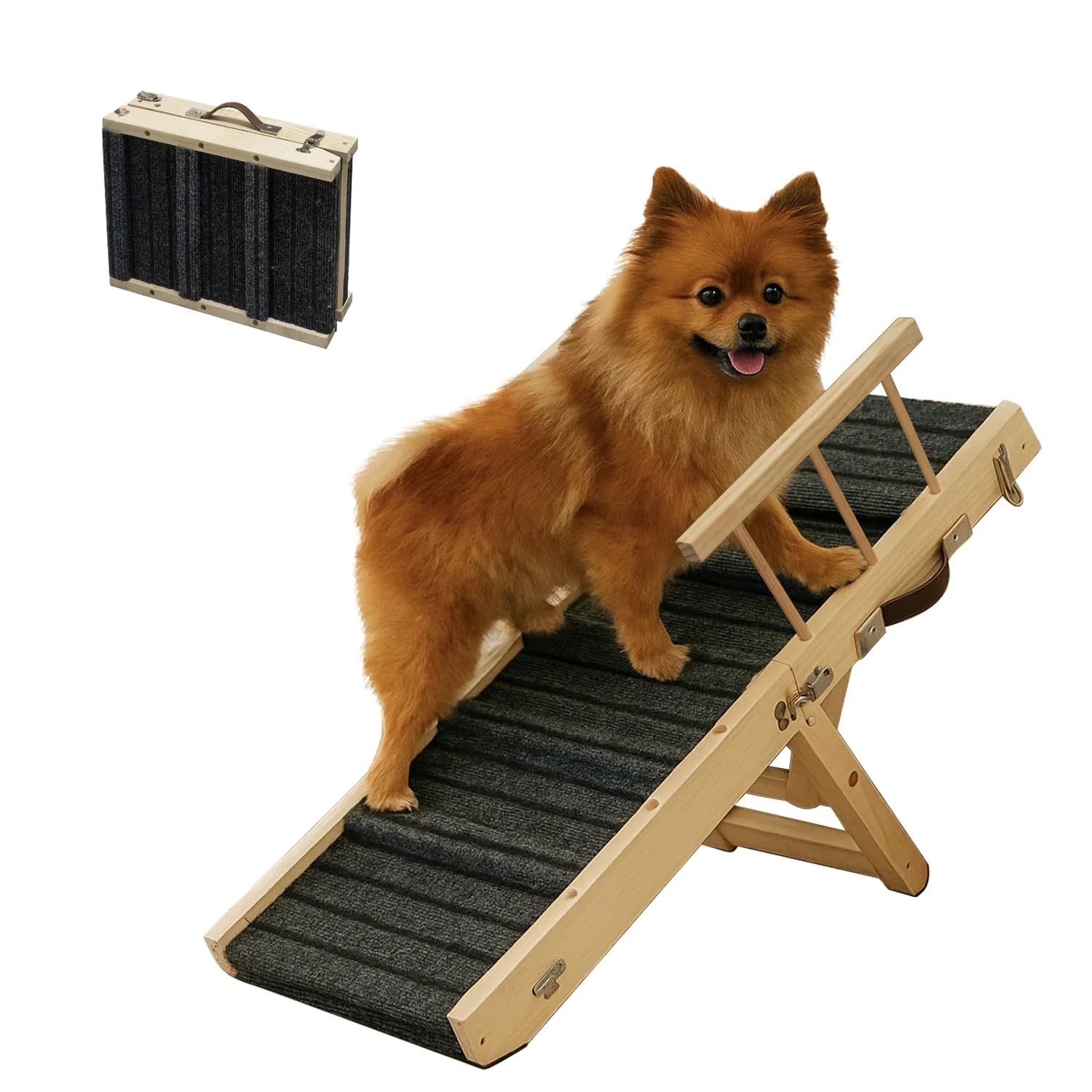 Sophisticated Mousterian 2025 Small Dog Ramp – Adjustable 9–18.5 Inches Foldable Wooden Ramp with Safety Rails Trendy
