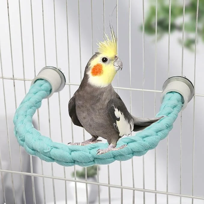 Dependable Dnoifne Bird Rope Perch Cotton Bendable Parrot Perch Stand Toy Bird Standing Excellent