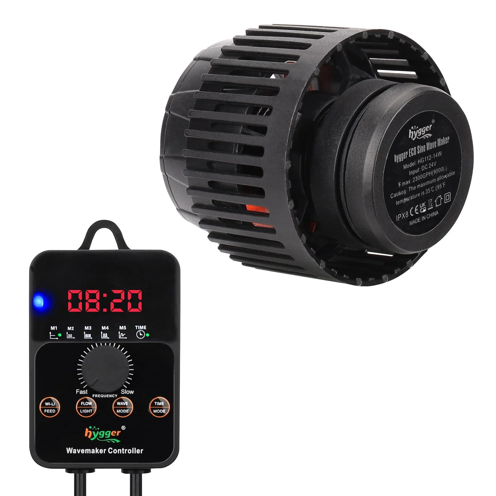 Lightweight hygger Adjustable Flow Aquarium Wave Maker — 1500 GPH 24V DC Quiet Magnetic Powerhead with Controller 20-100 Gallon Tanks Solid